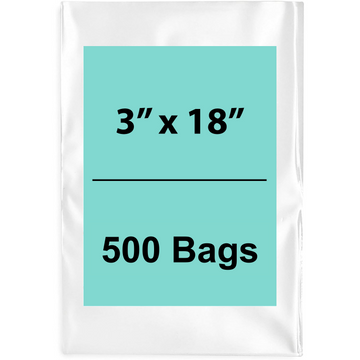3X18 inches Clear Flat Poly Bags 2Mil Open Top (LDPE)